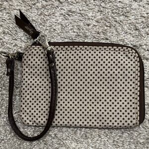 Thirty-One Polka Dot Wristlet Clutch - Brown and Cream